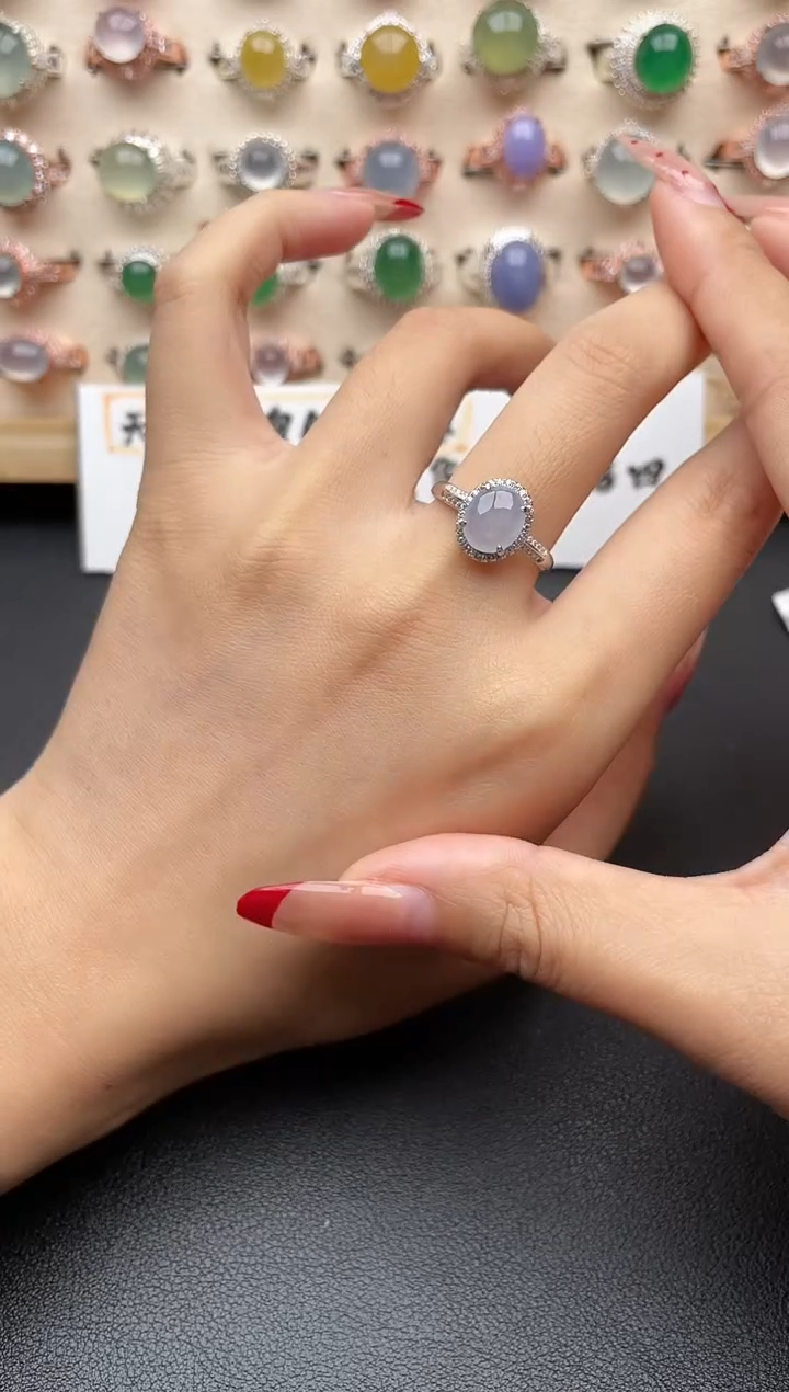 【闪购商品】翡翠戒指银S925镶嵌一物一证一礼盒