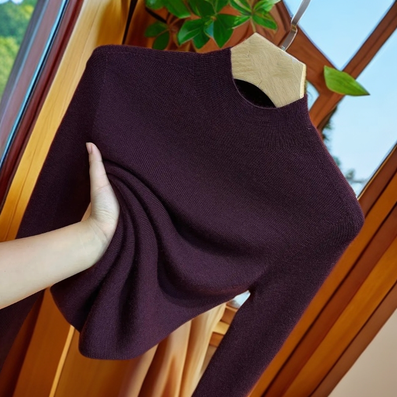 2025新【100%精纺羊毛衫】秋冬半高圆领长袖可机洗新奥修身显瘦打底