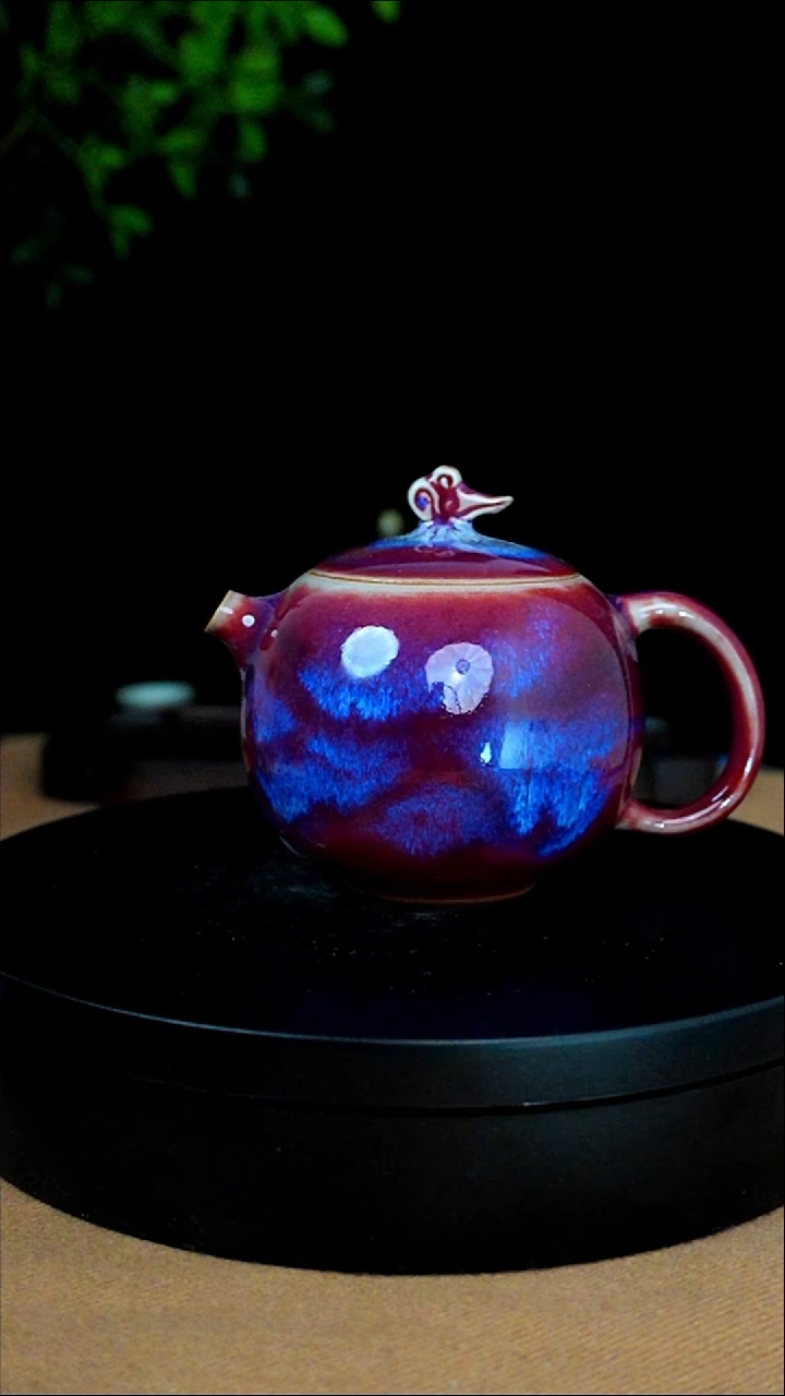 180ml张亚龙老师窑口款原矿钧瓷茶壶礼盒装