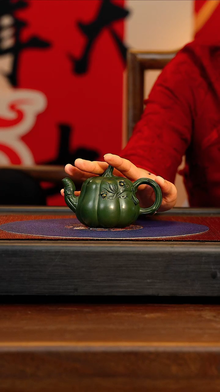 【闪购商品】紫砂茶壶CH 绿泥 南瓜 