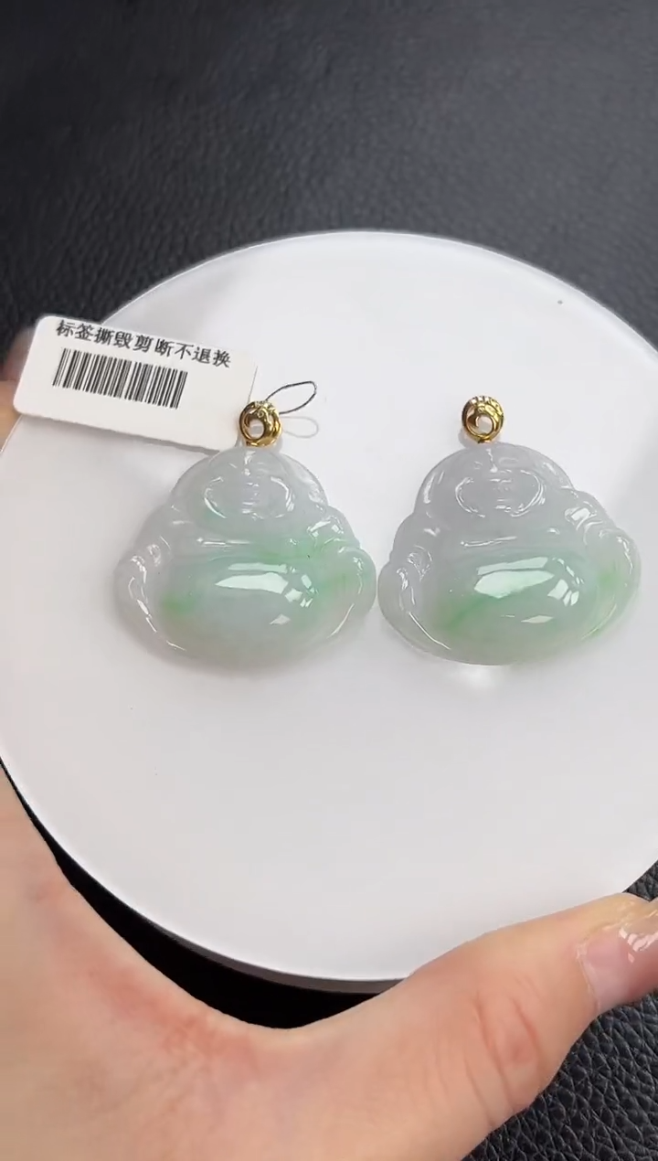 【闪购商品】翡翠颈饰18K金镶嵌佛公多样性发一