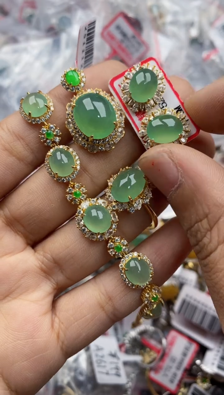 银S925镶嵌戒指翡翠444---3