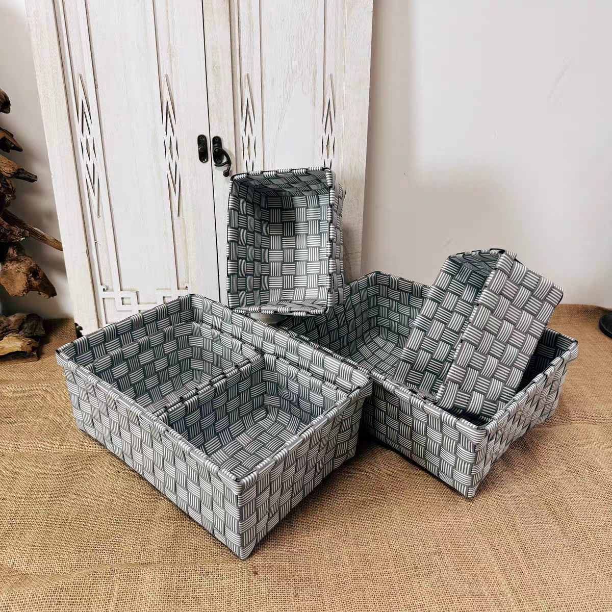 发两组！灰色收纳3件套！两大一小