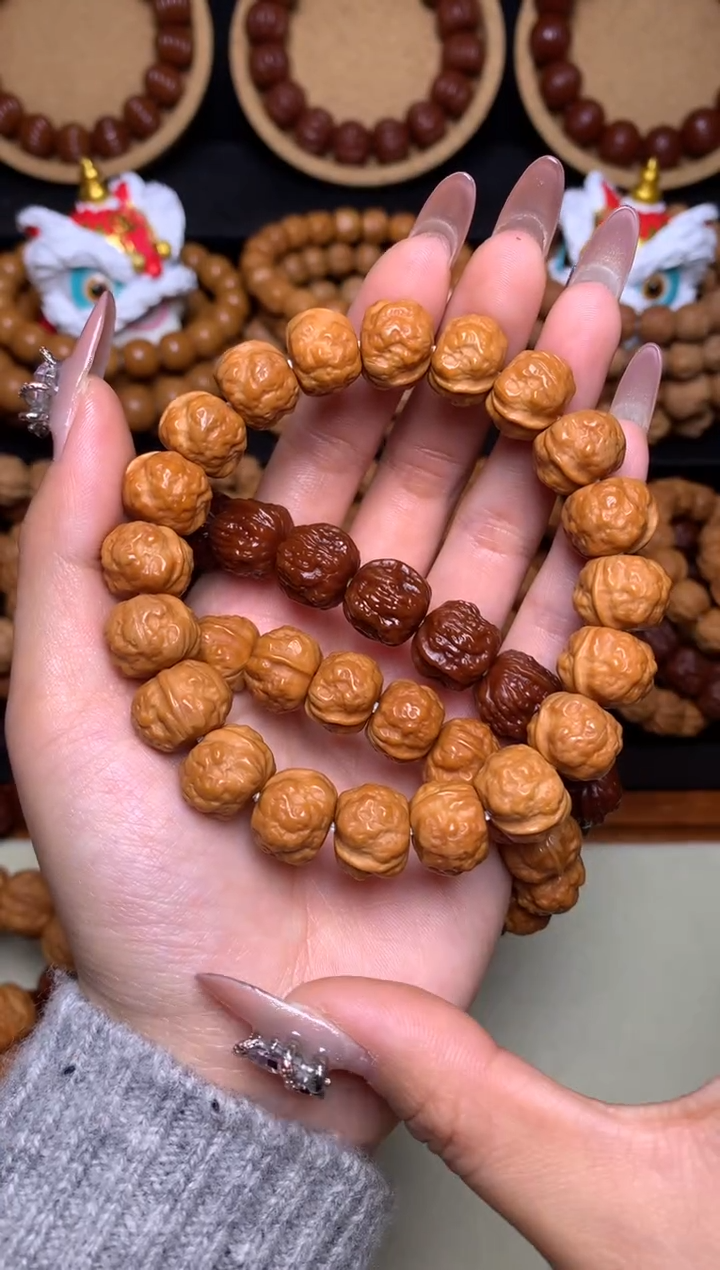 【闪购商品】文玩核桃手串13-14mm飞碟禅宗蛤蟆头全品无暇