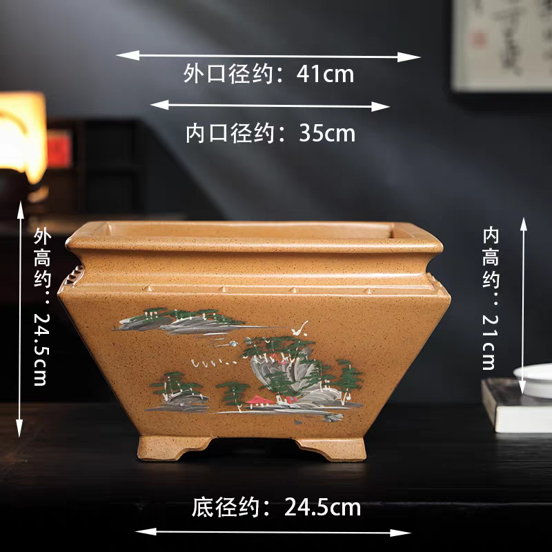 宜兴紫砂四方长方种树盆特大号，庭院阳台大型盆实用且百搭