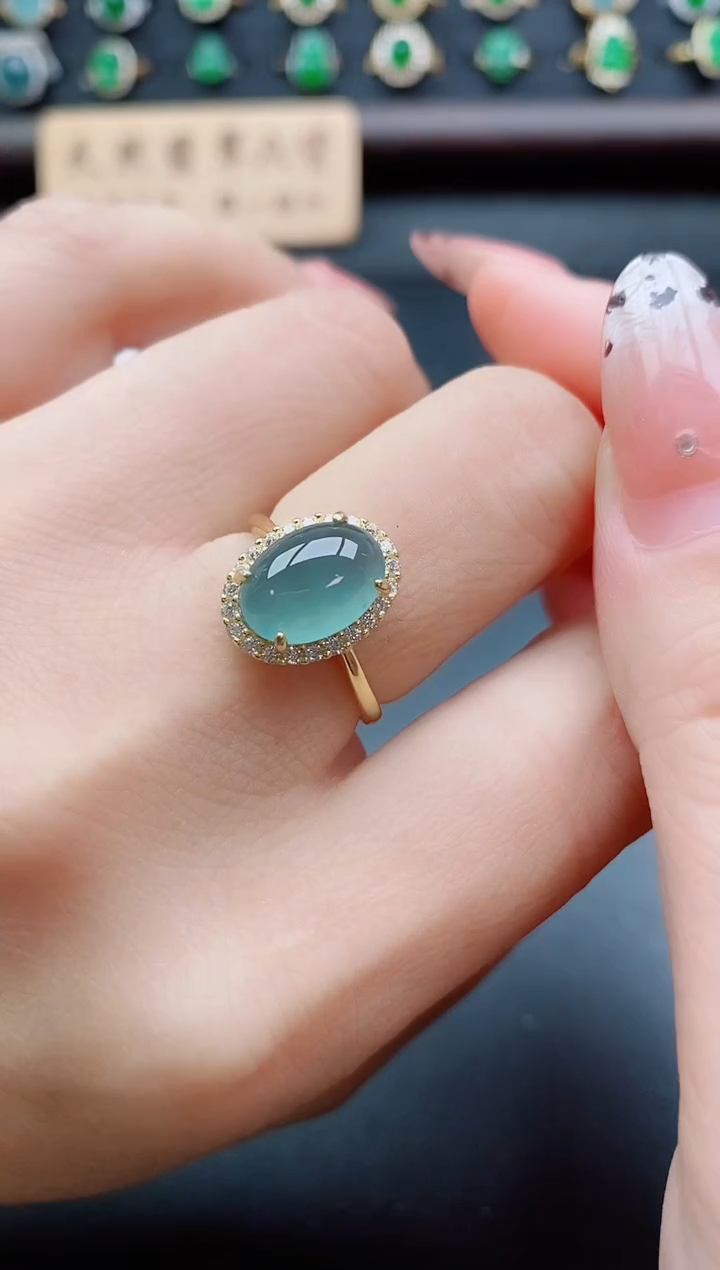 银S925镶嵌戒指翡翠1