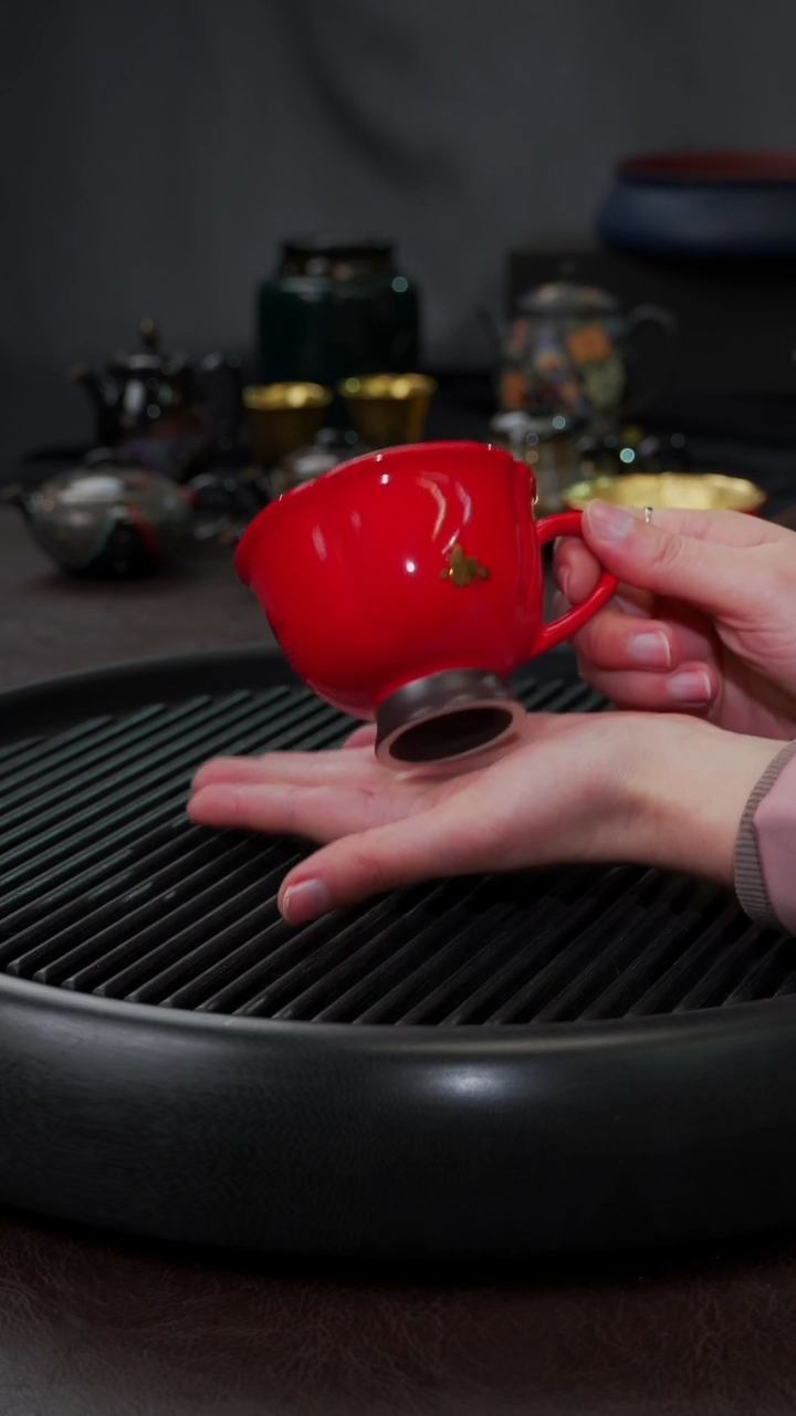 【闪购商品】杯【宜景窑中国红鎏金系列】马克杯