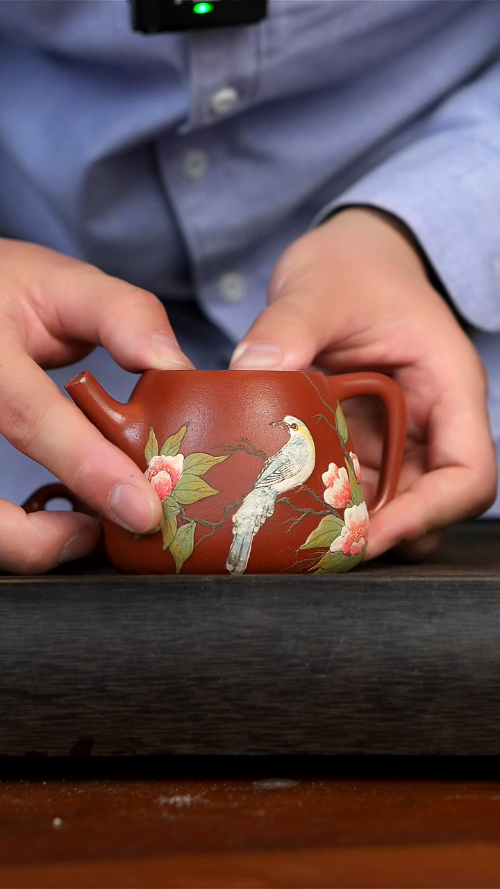 【闪购商品】紫砂茶壶念一紫砂花鸟石瓢