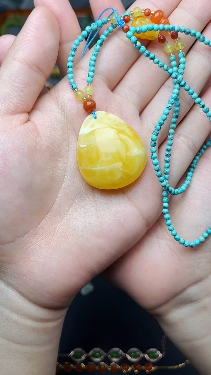 蜜蜡颈饰未镶嵌水滴 06