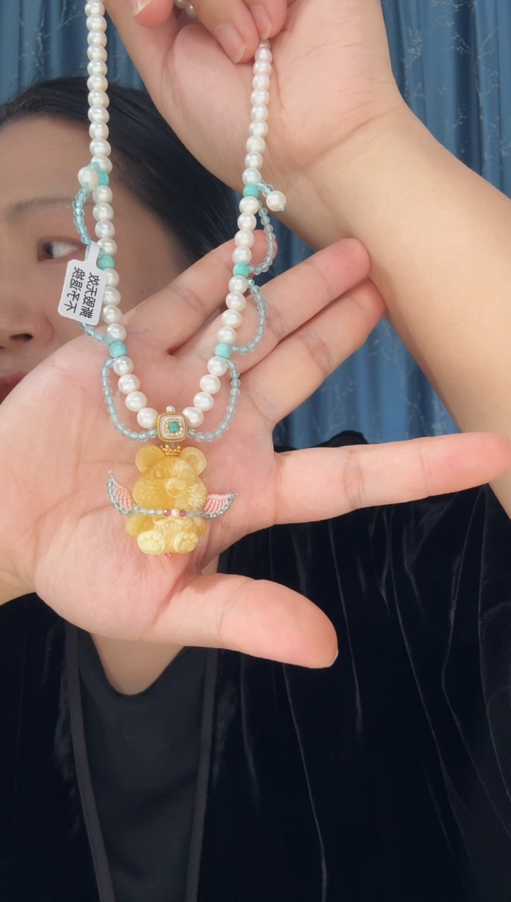 蜜蜡项链未镶嵌蜜蜡小熊项链