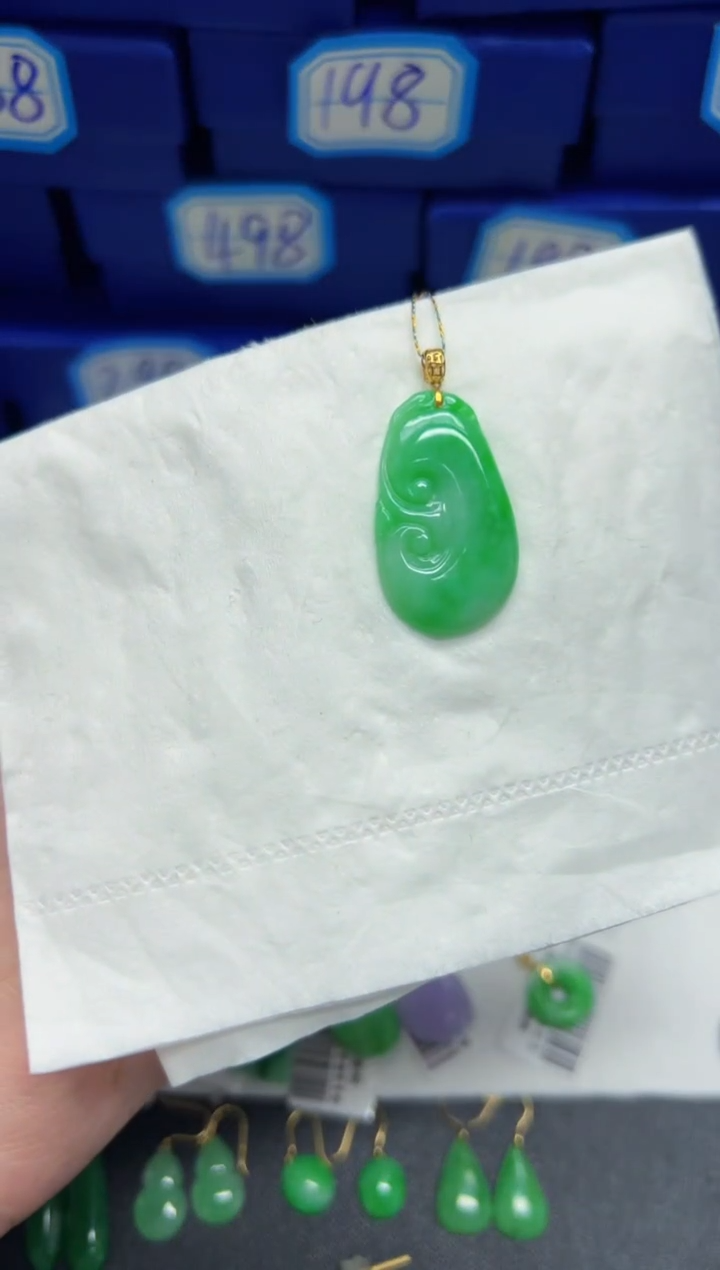 【闪购商品】翡翠颈饰18K金镶嵌Y缅料A货/支持复检/一件  