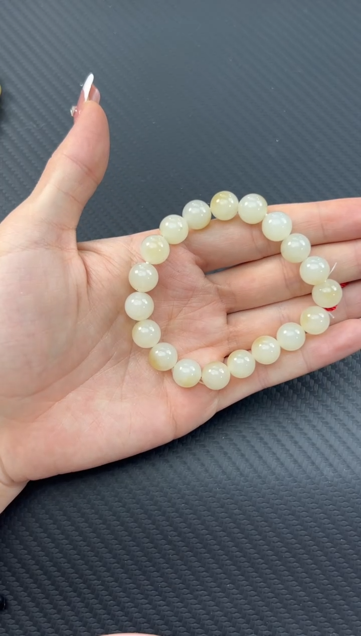 【闪购商品】和田玉手串未镶嵌且末金山微色差卡10手串