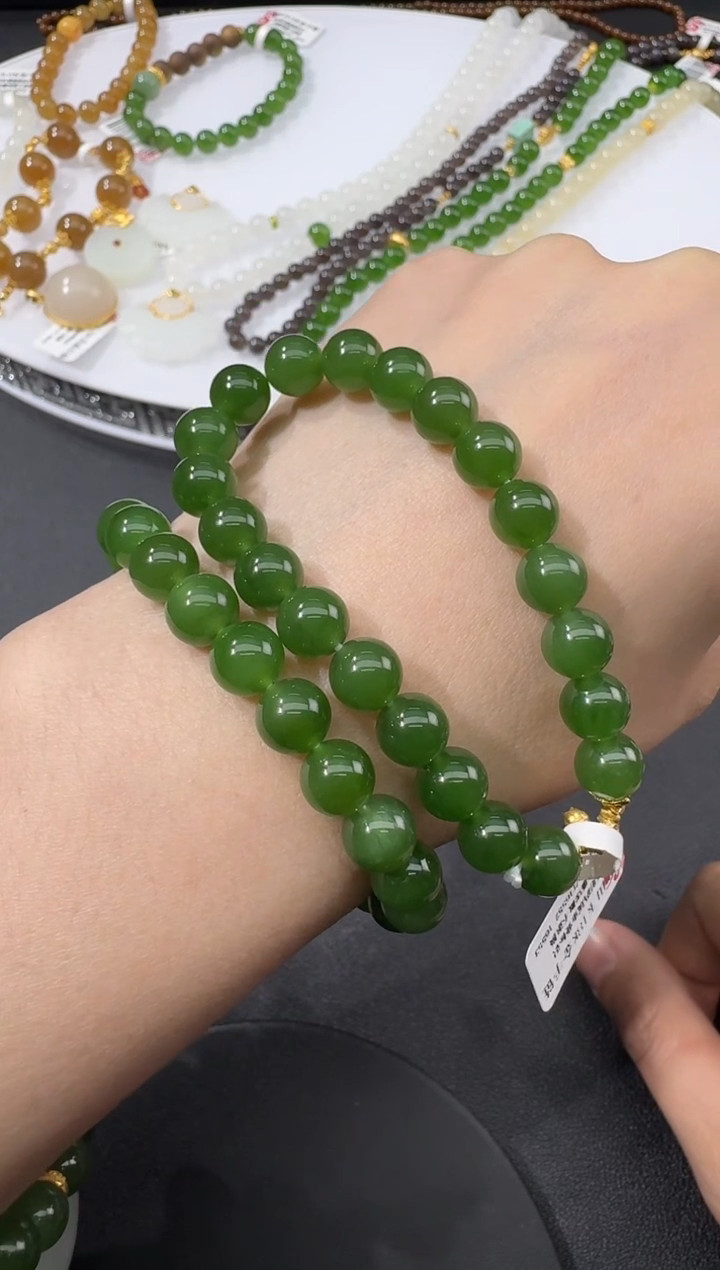 和田玉18K金镶嵌手串H0327-S564-128/多样性一件