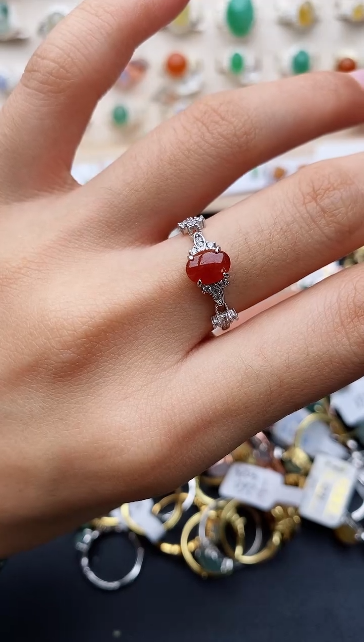 【闪购商品】翡翠戒指银S925镶嵌缅甸翡翠