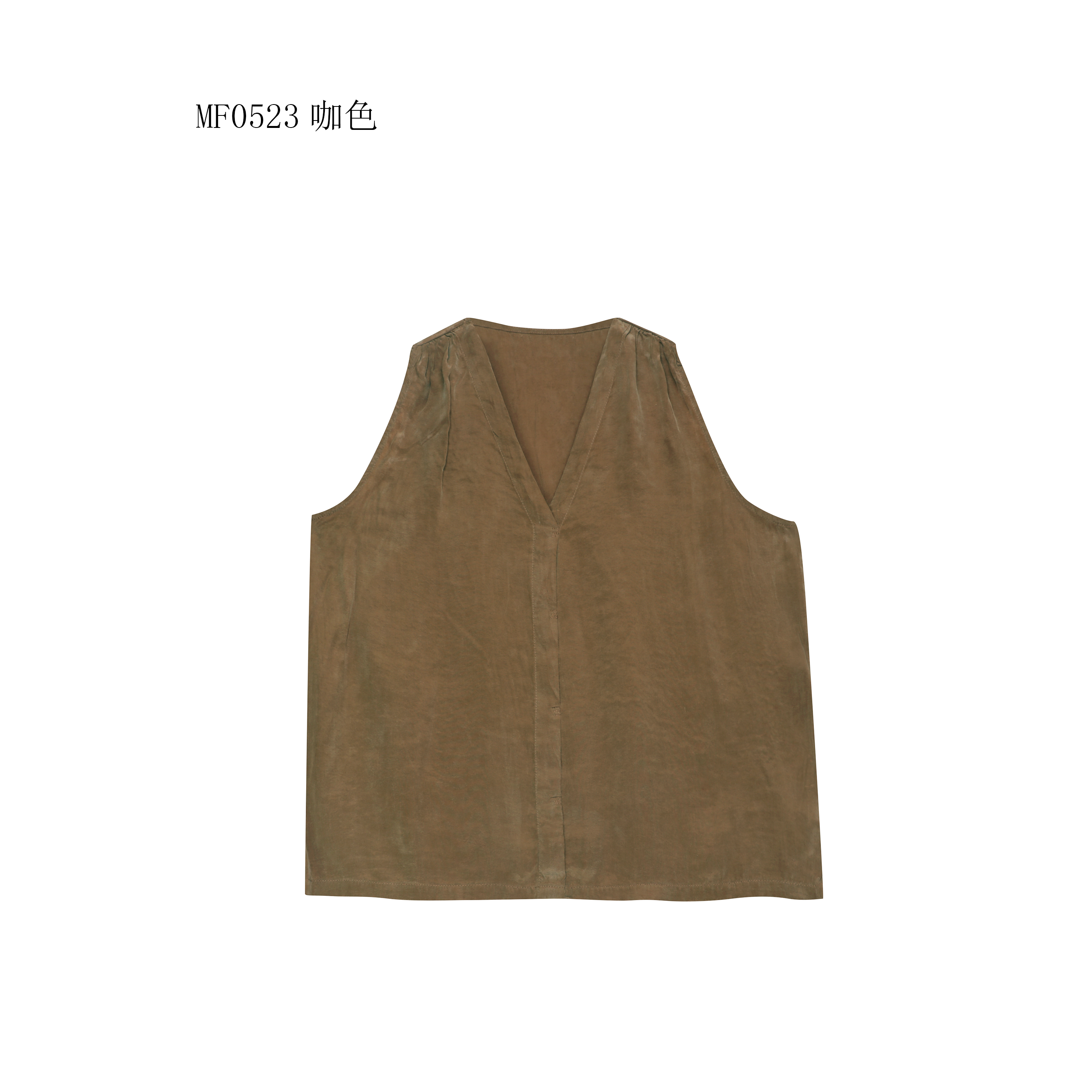 【麻訪家】MF0523咖色文艺简约休闲百搭背心坎肩上衣