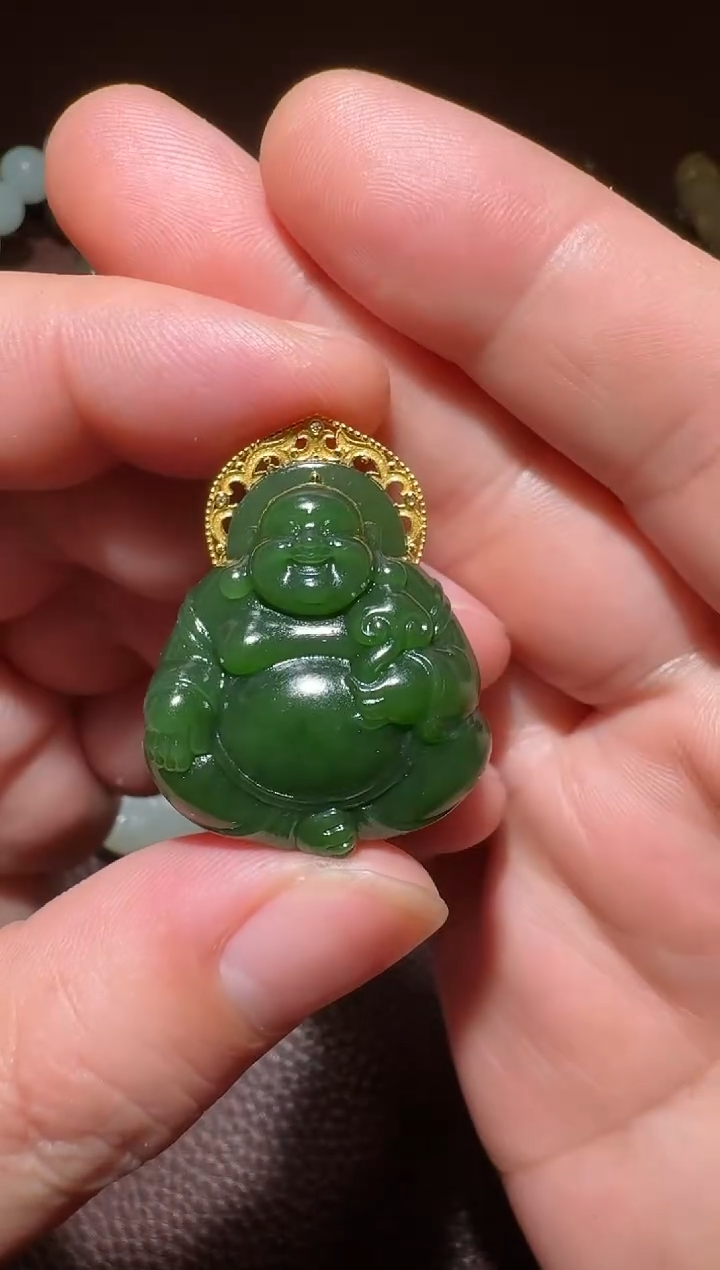 【闪购商品】和田玉挂件18K金镶嵌和田玉