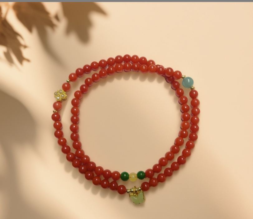 天然玛瑙卡6双圈手串高端百搭礼物