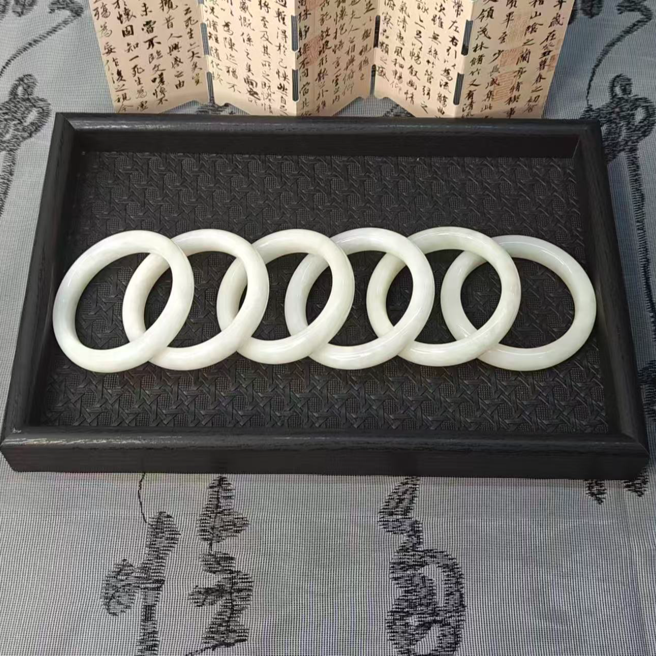 天然昆仑 玉脂白正圈手镯SZ226多样性发其一