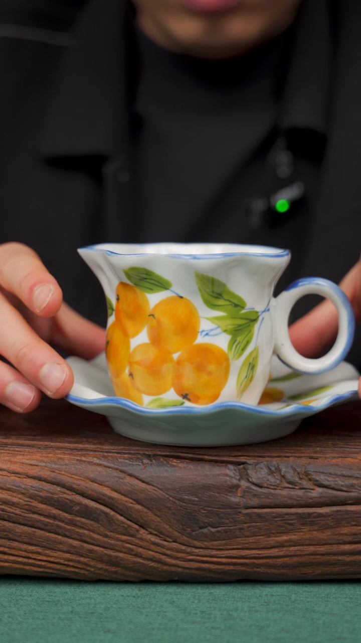 【闪购商品】瓷片寻一缕瓷香杯釉下手工手绘瓷器 枇杷咖啡杯