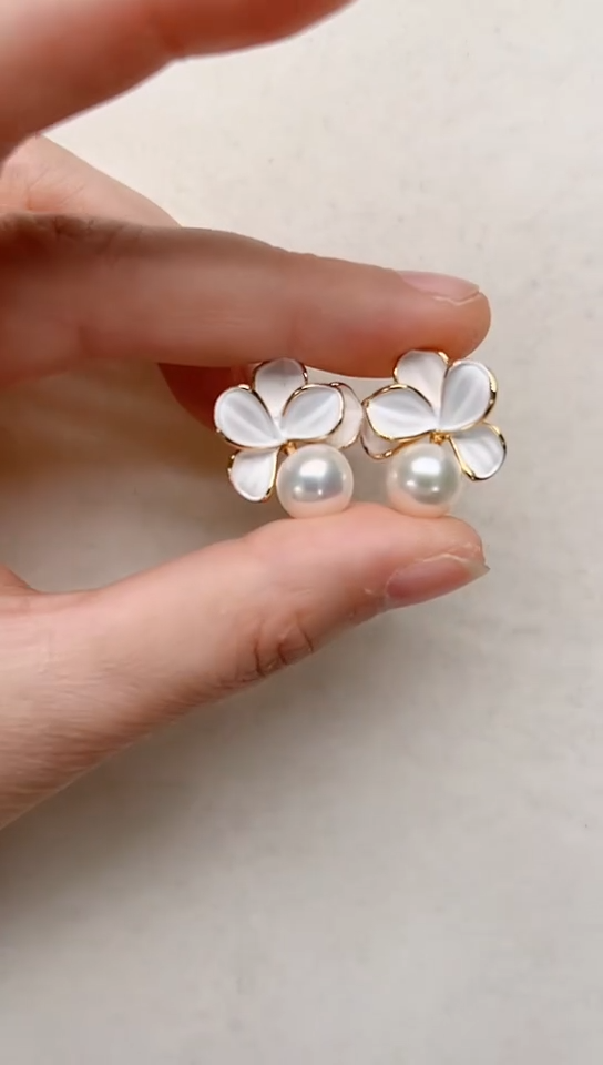 【闪购商品】淡水珍珠耳饰合金白月光 