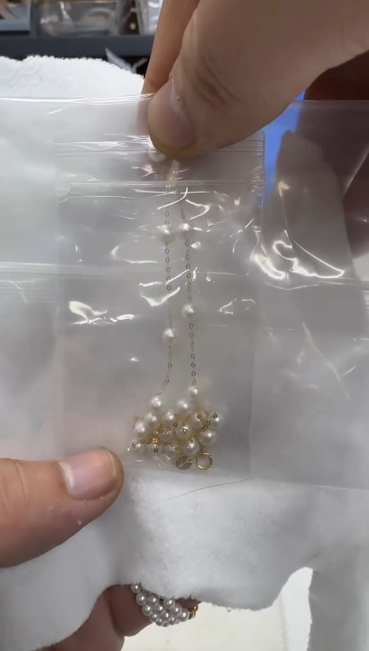 【闪购商品】淡水珍珠项链18K金镶嵌4-5mm 满天星21颗