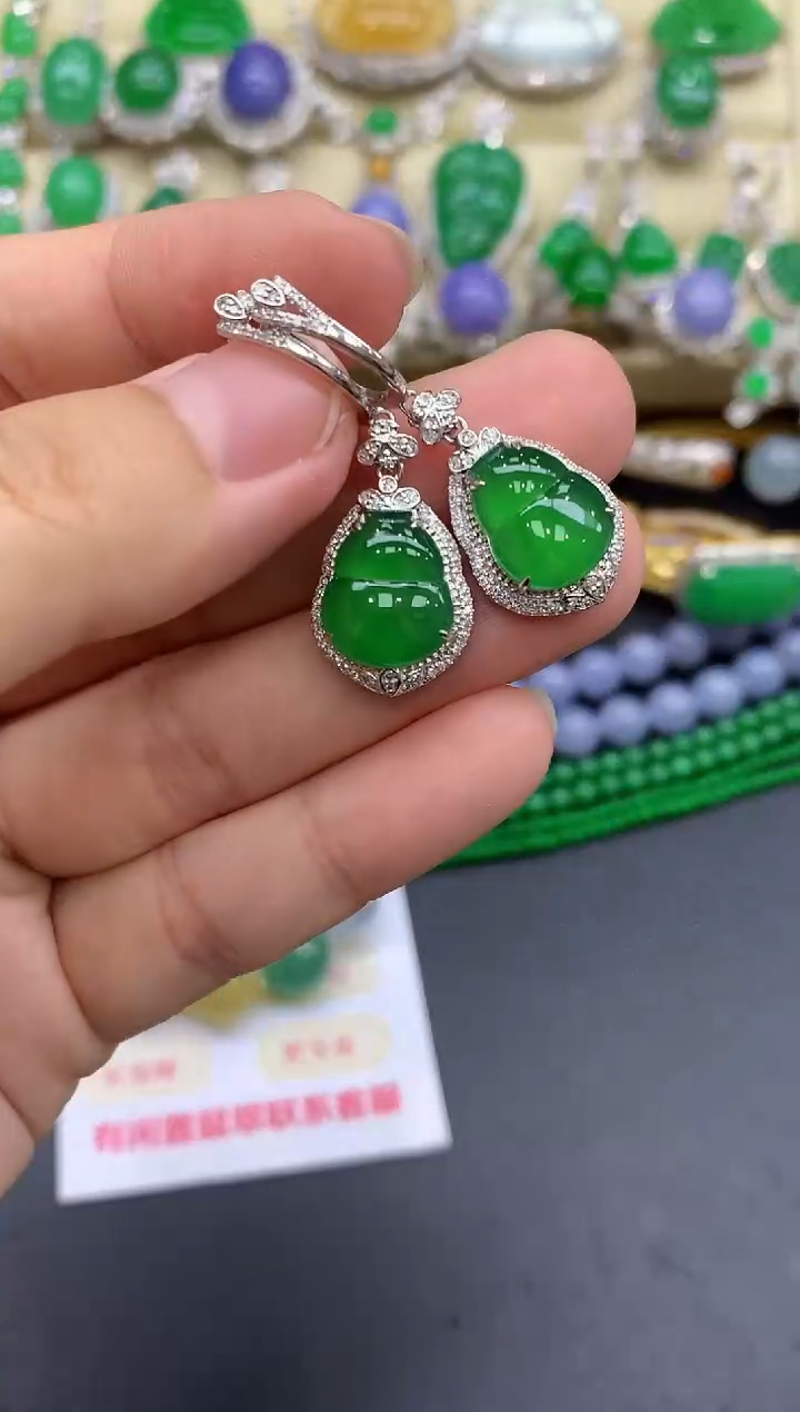 18K金镶嵌翡翠耳饰433-中国好珍宝