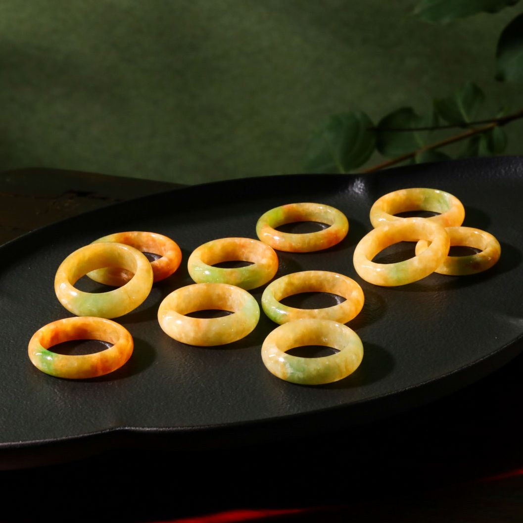 【意婵】《天道》天然典藏级缅A黄加绿老翡翠戒指（多样性发一）-912502