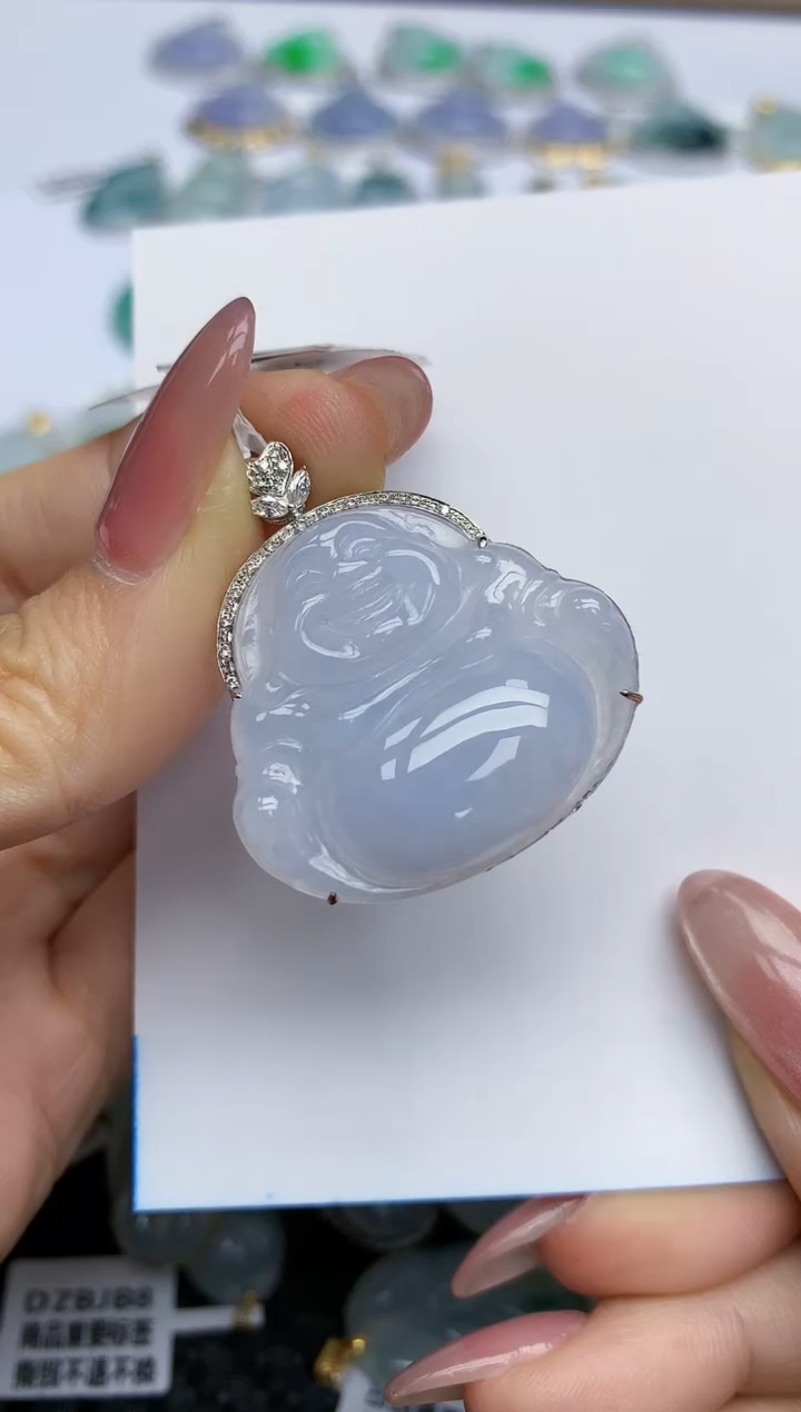 【闪购商品】翡翠挂件18K金镶嵌天然翡翠A货