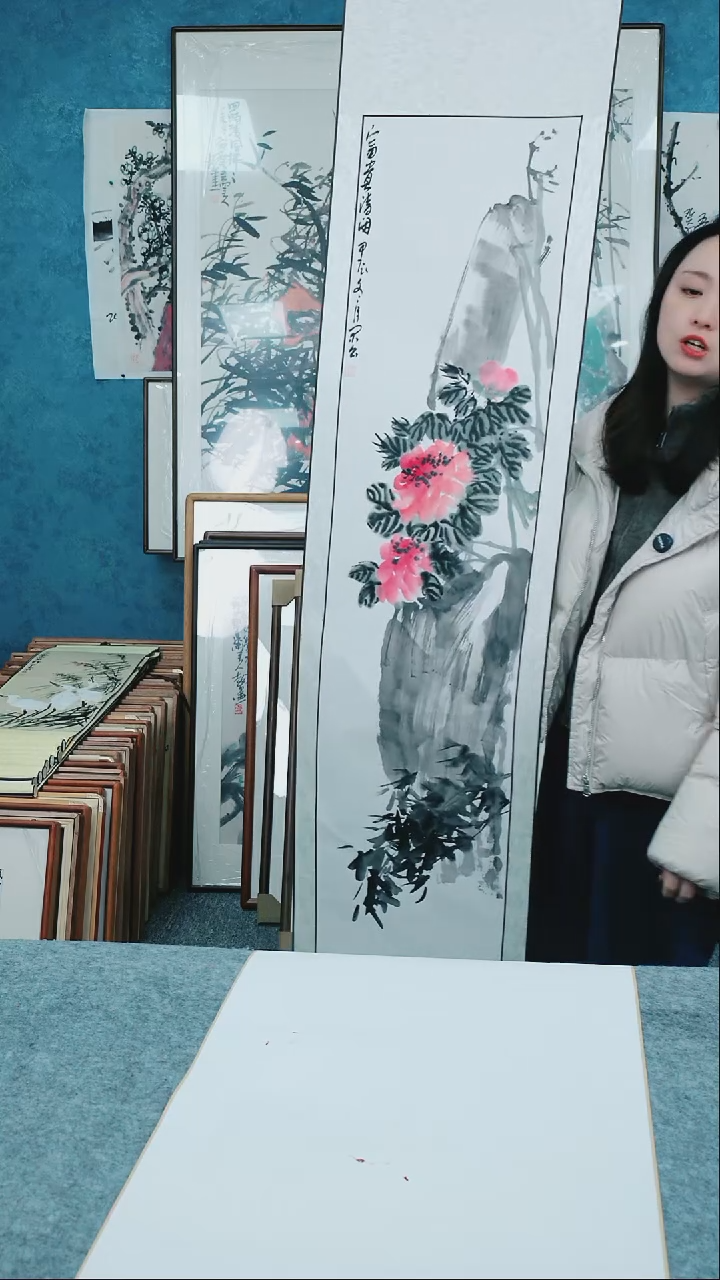 【闪购商品】国画四尺对开本土老师卷轴