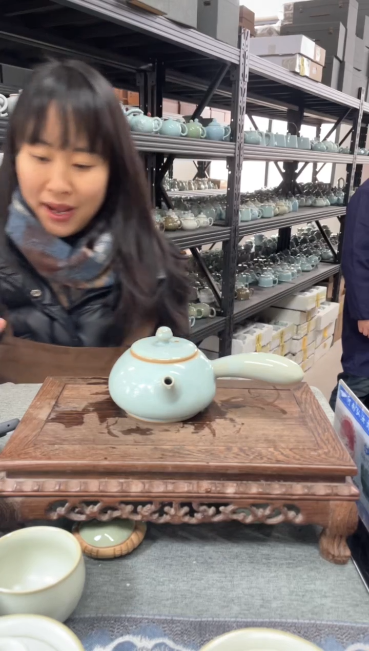 【闪购商品】瓷片天青 侧把壶 汝意堂