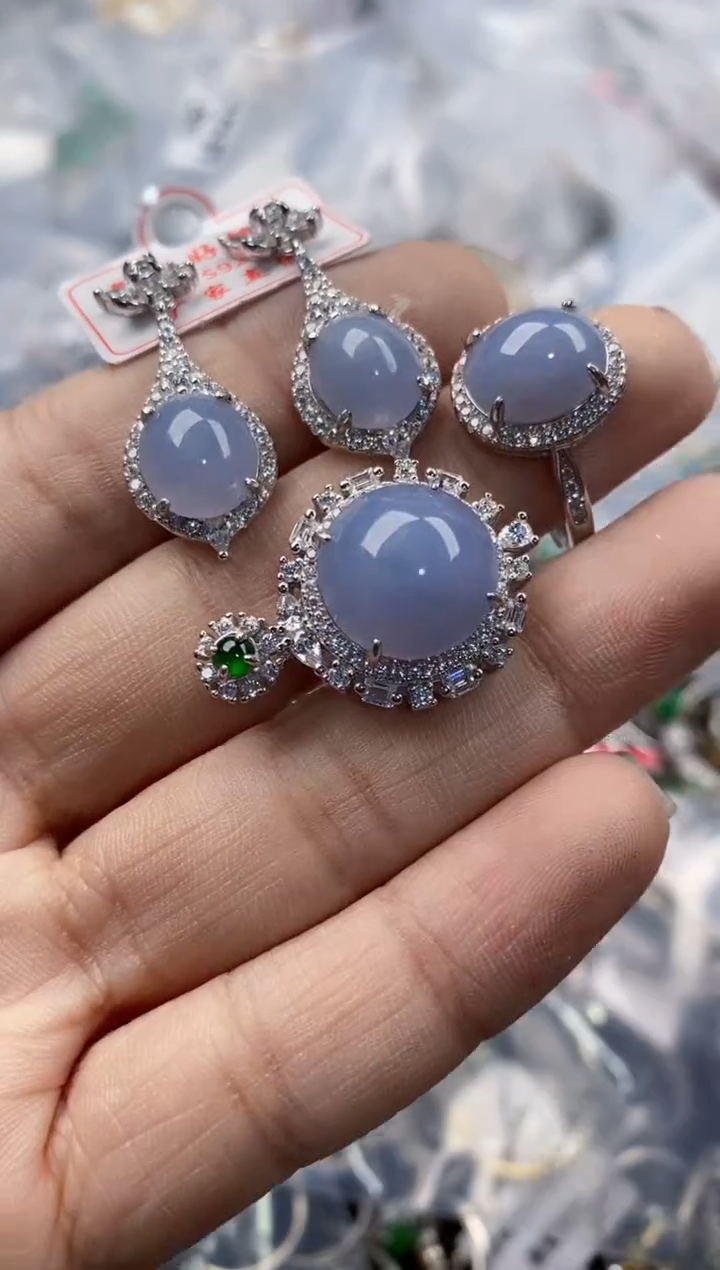 银S925镶嵌戒指翡翠777---8