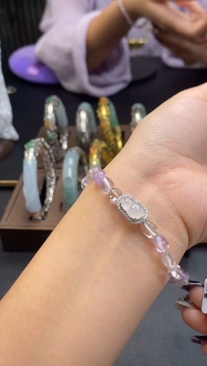 颈饰银S925镶嵌翡翠净货15830