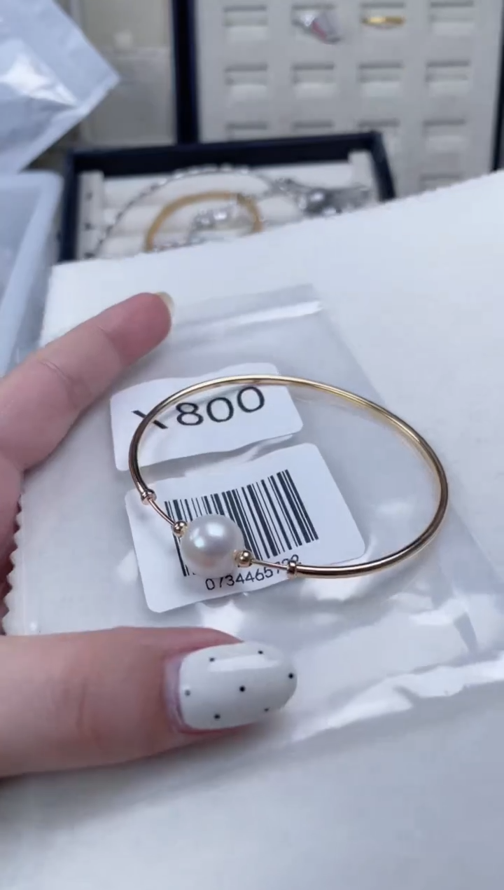 银S925镶嵌淡水珍珠手镯X800