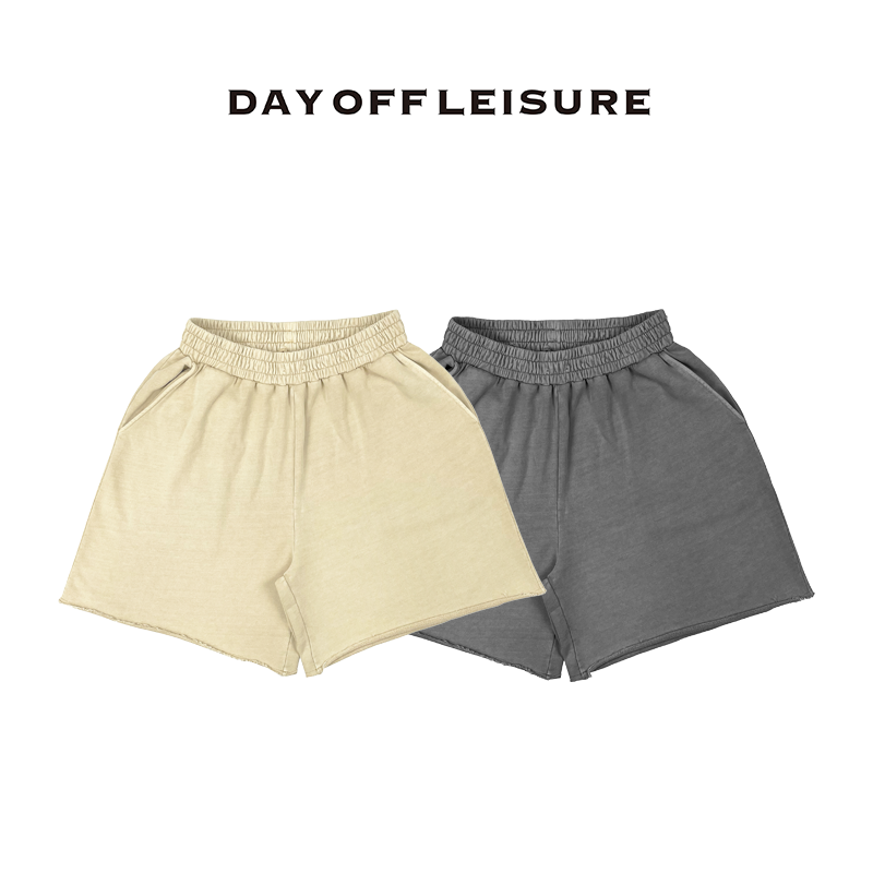 复古碧纹染色短裤DAYOFFLEISURE24秋季开学季休闲阔腿短裤