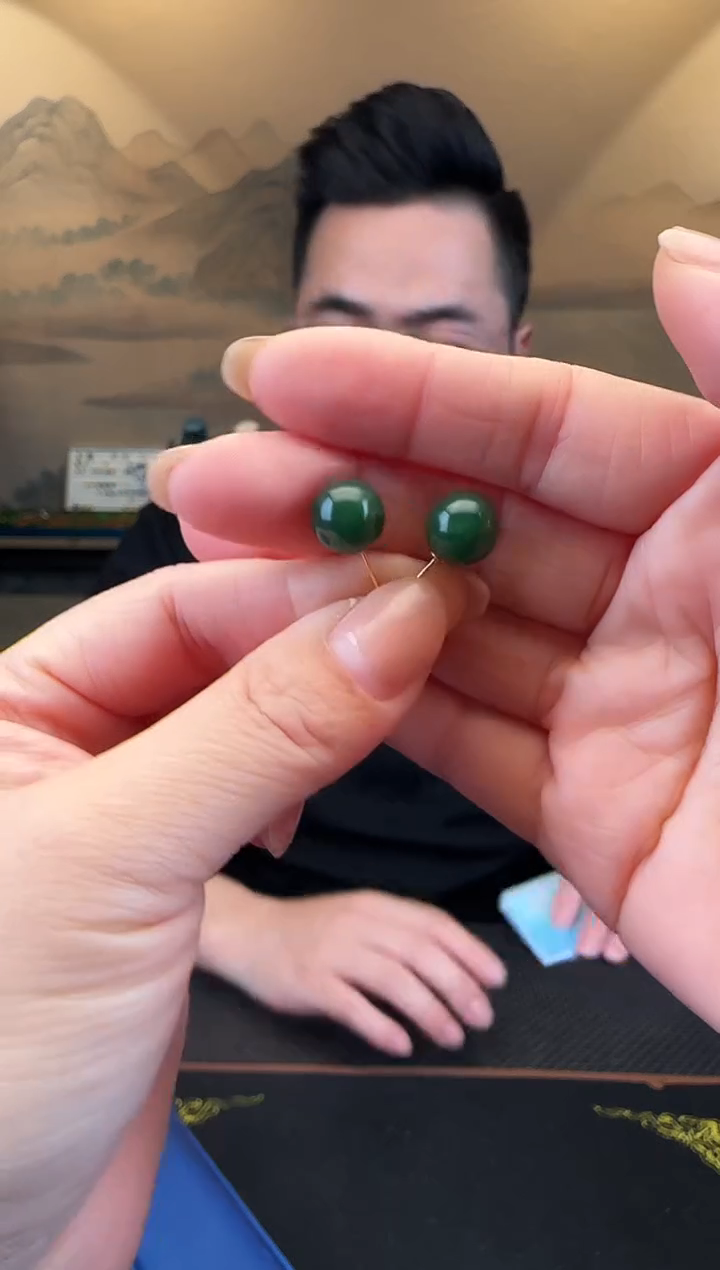 银S925镶嵌和田玉耳饰卡10