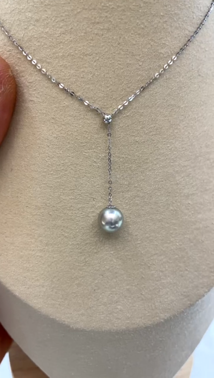 颈饰18K金镶嵌海水珍珠8-9