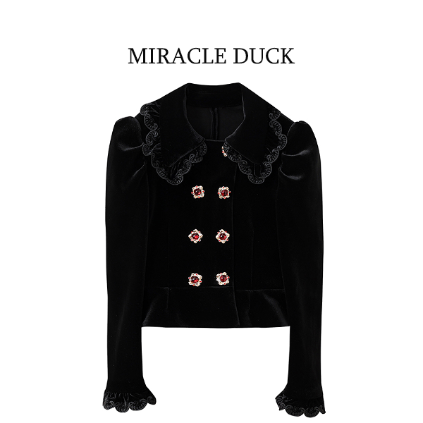3号【热巴同款】秋冬气质复古华丽修身花边翻领金丝绒短外套C1921