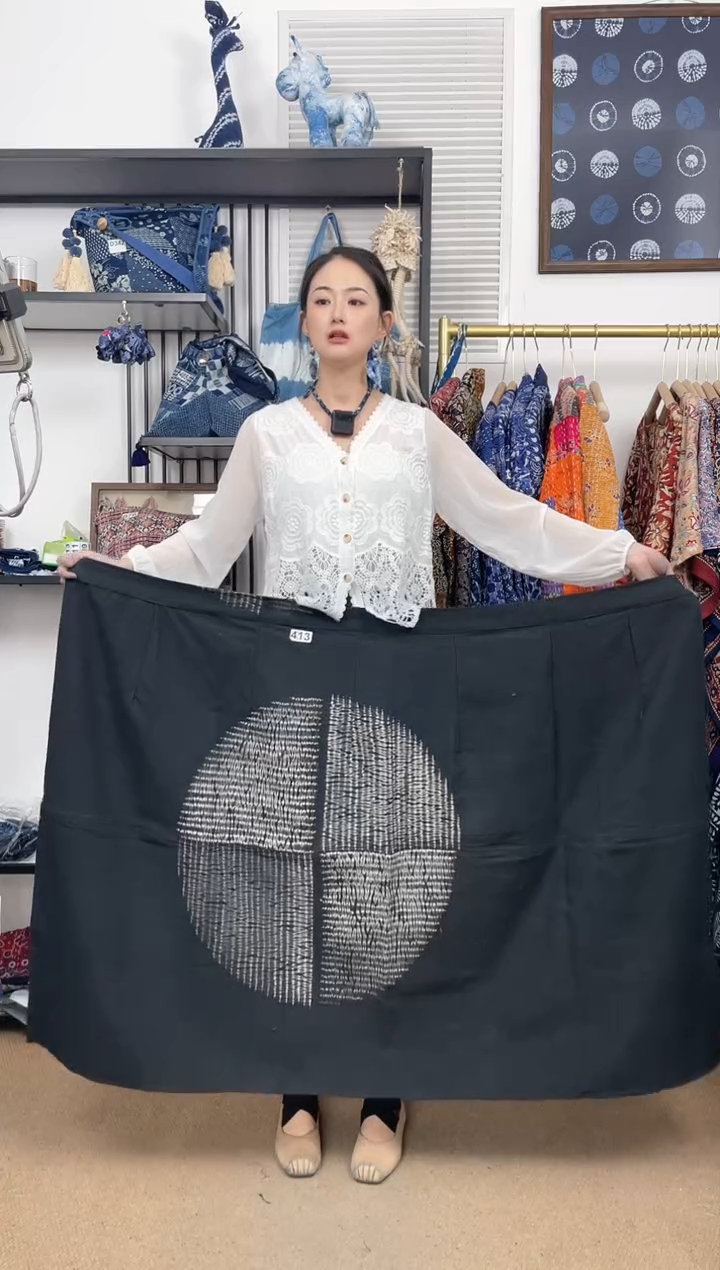 【闪购商品】黑色月影古法冷染白族扎染裹裙85cm