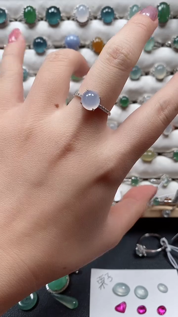 【闪购商品】翡翠戒指银S925镶嵌一物一证一礼盒