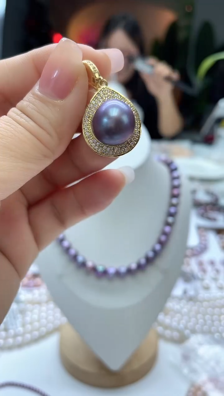 未镶嵌吊坠淡水珍珠蓝莓紫万能扣
