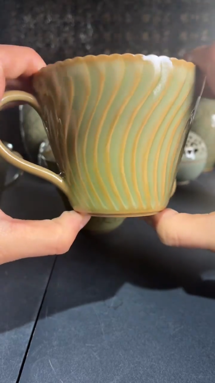 耀州窑仰山菊斑咖啡杯微瑕052