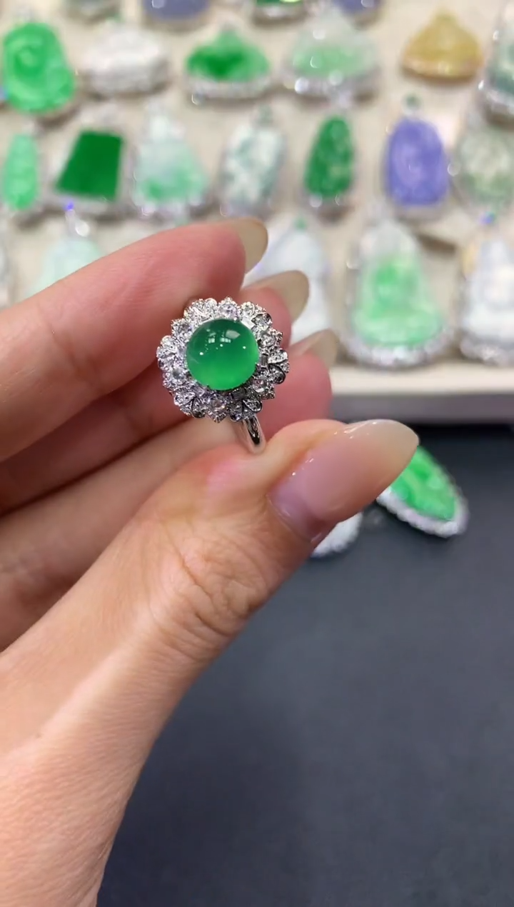 【闪购商品】翡翠戒指18K金镶嵌q128多样性一件发货