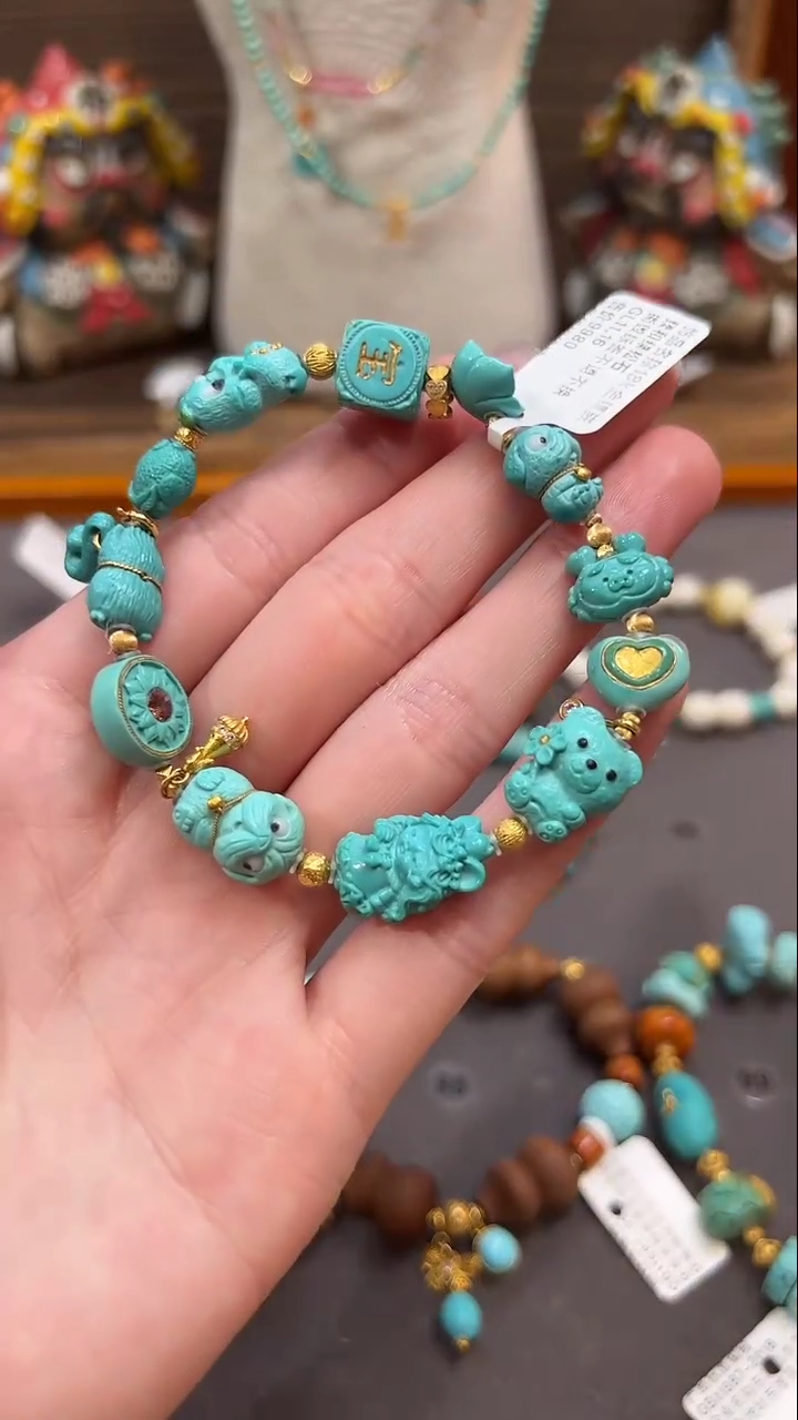 18K金镶嵌绿松石手链绿松石手链