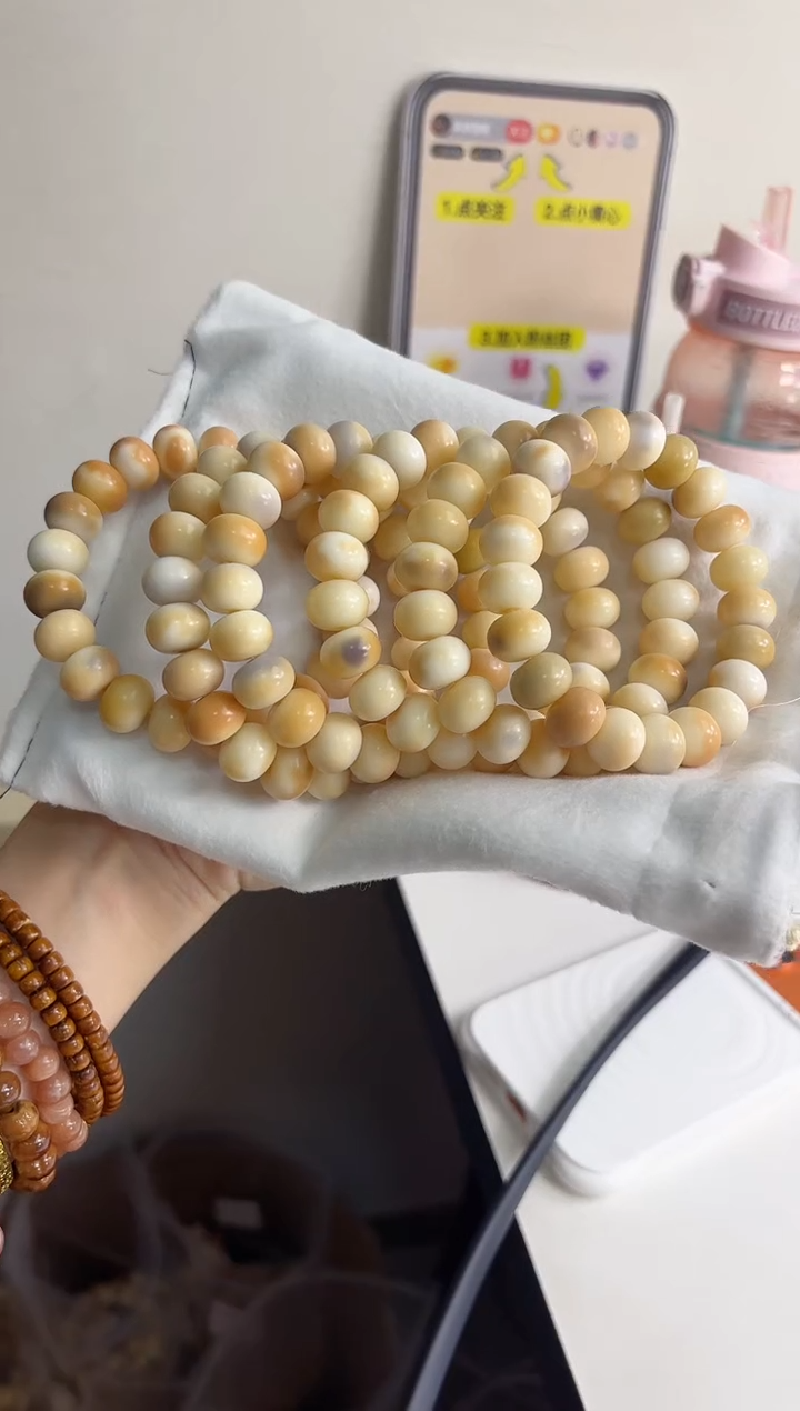 手串菩提根/象牙果沐f68陌上花开玉化算盘10*13mm手串随机