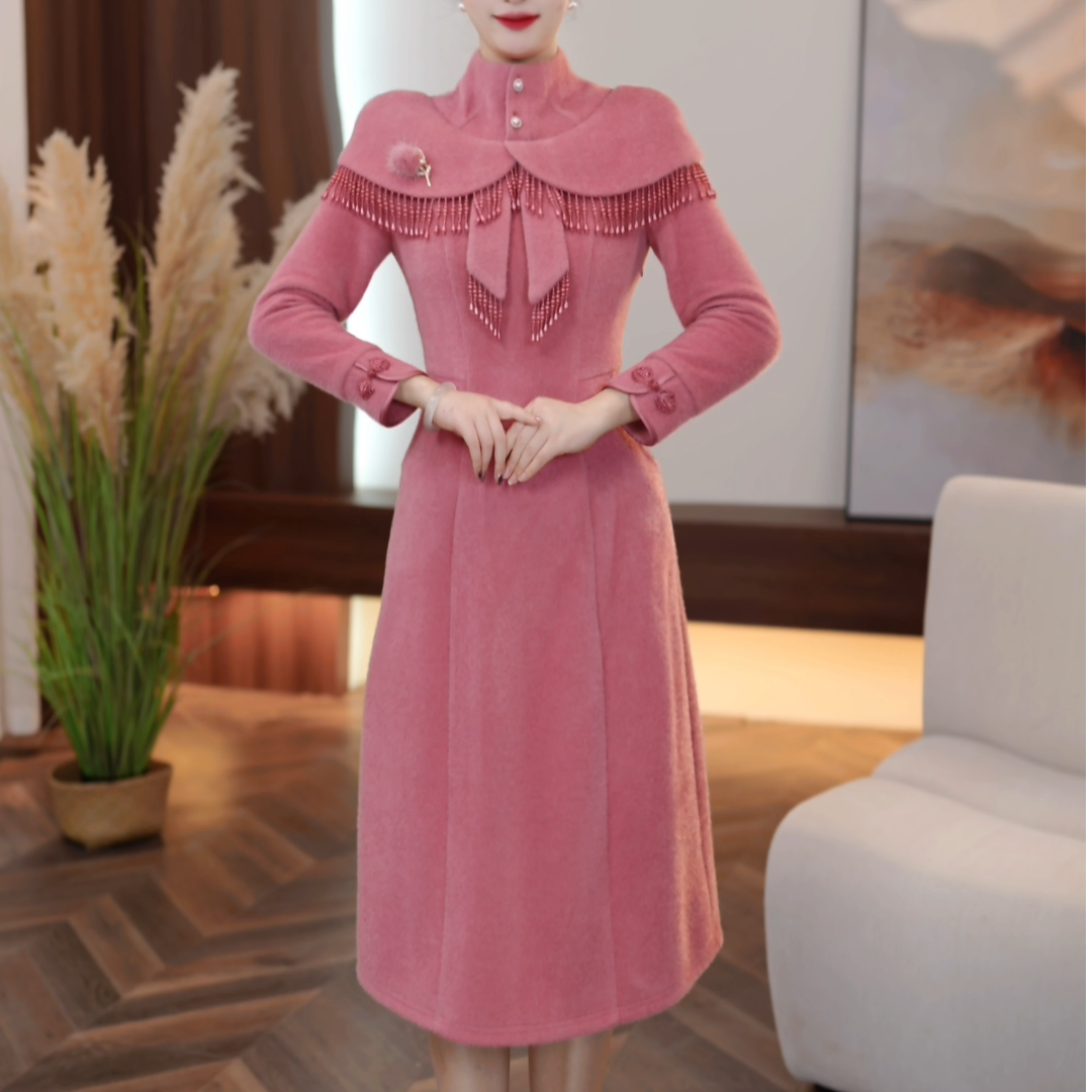 【芊霓女装】25190冬季穿搭新款连衣裙收腰显气质