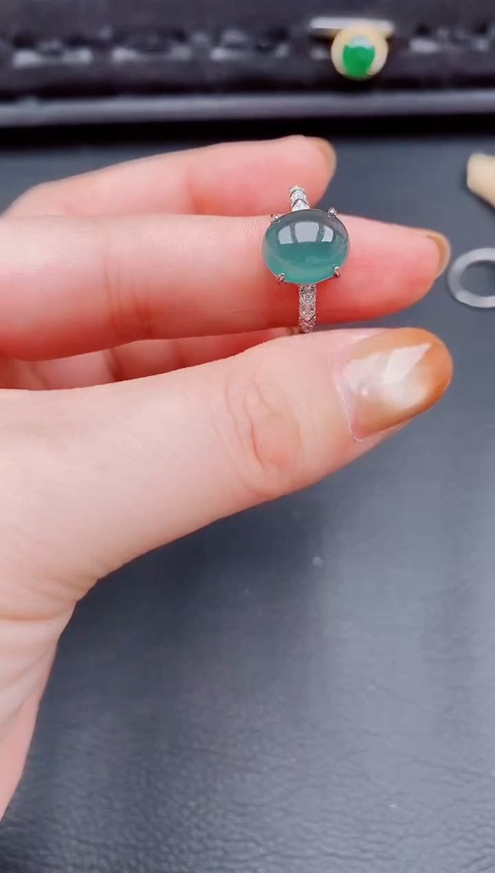 【闪购商品】翡翠戒指银S925镶嵌天然a货翡翠227
