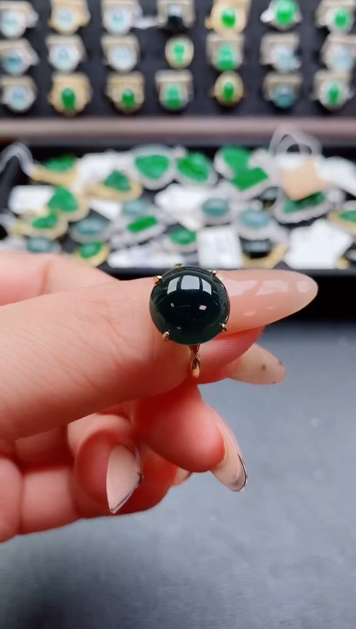 银S925镶嵌戒指翡翠1