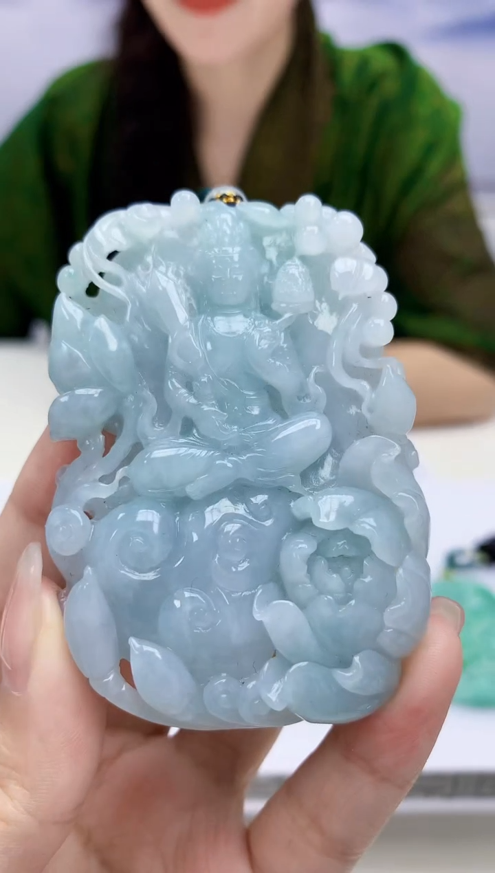 【闪购商品】定制翡翠未镶嵌4829-kk-毛货挂件观音78