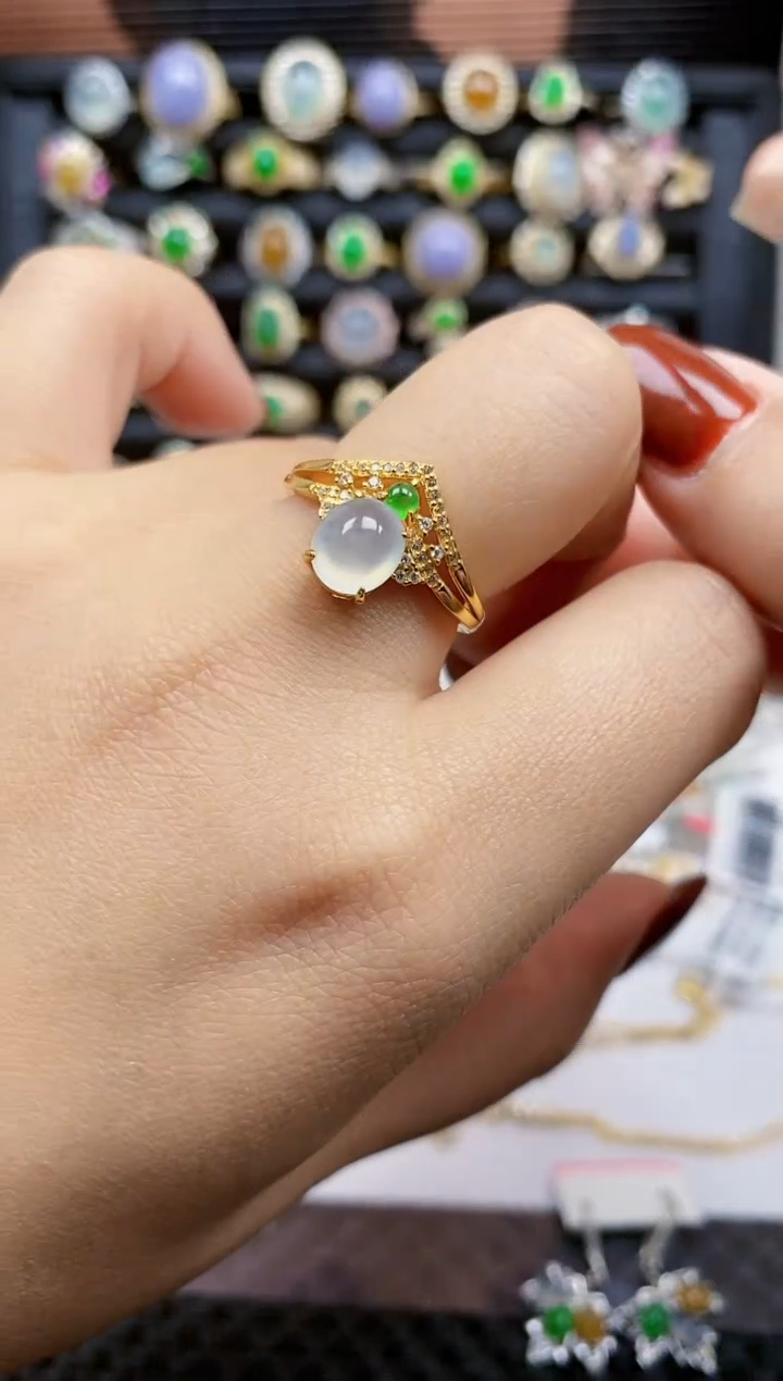 银S925镶嵌戒指翡翠187