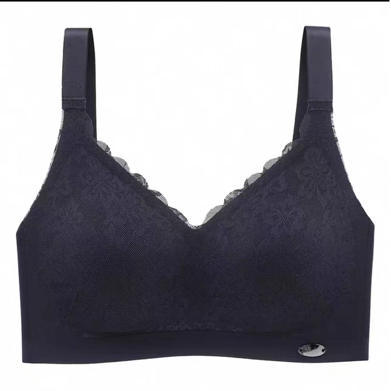 8256-无钢圈聚拢型（黑色）蕾丝无痕文胸